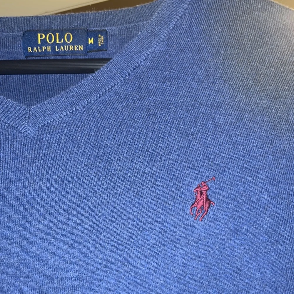Polo Ralph Lauren Men’s Cotton V-Neck Sweater Blue Medium